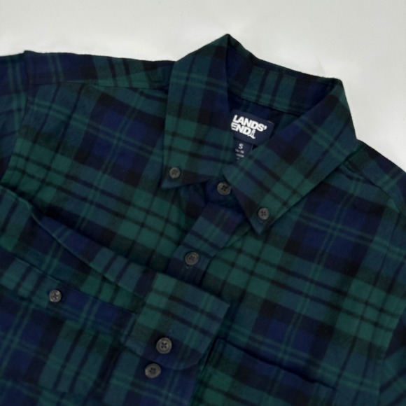 Lands' End Other - Lands End Flannel Shirt Men's Size Small Traditional Fit Green Blue Plaid Button